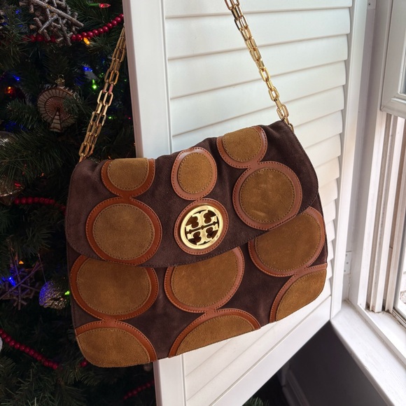 Tory Burch Happy Hobo handbag. Authentic. Brown and camel suede. - Picture 1 of 3
